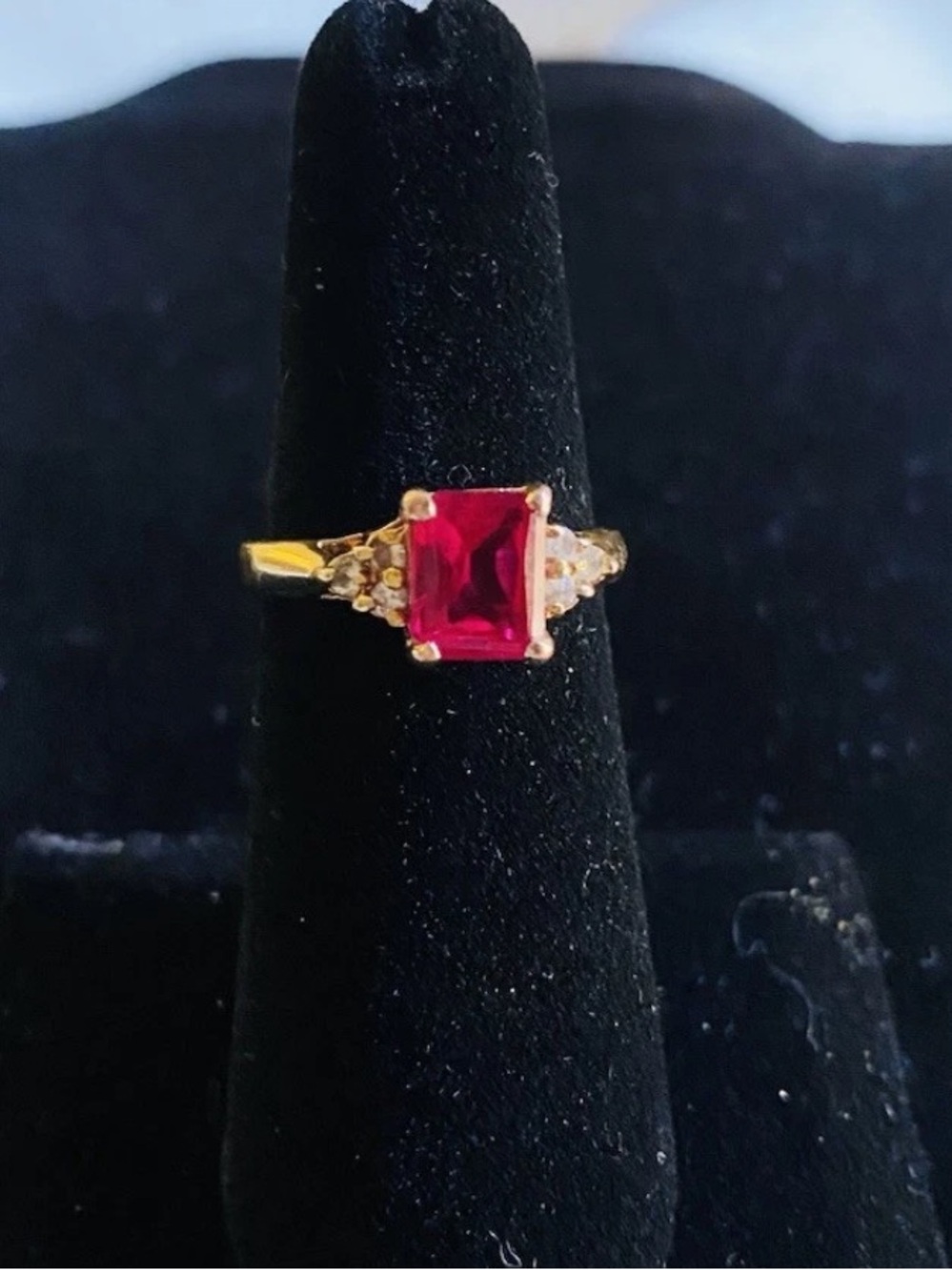 Vintage Square Cut Natural Ruby 14k Gold Size 7 Inclusions Diamonds 2.65 grams